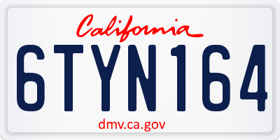 CA license plate 6TYN164