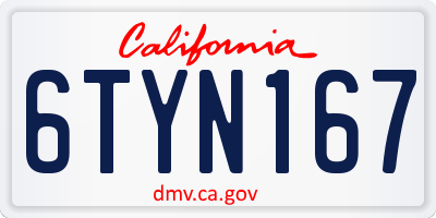 CA license plate 6TYN167