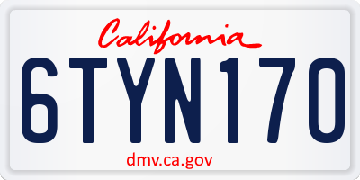 CA license plate 6TYN170