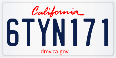 CA license plate 6TYN171