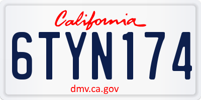 CA license plate 6TYN174