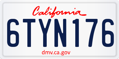 CA license plate 6TYN176