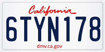 CA license plate 6TYN178