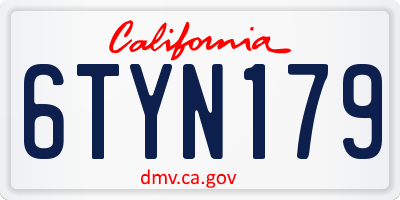 CA license plate 6TYN179