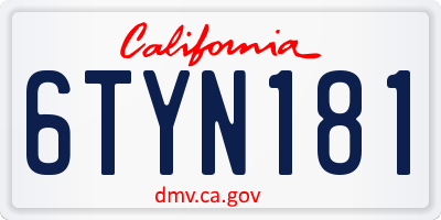 CA license plate 6TYN181