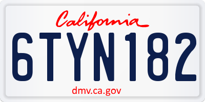 CA license plate 6TYN182