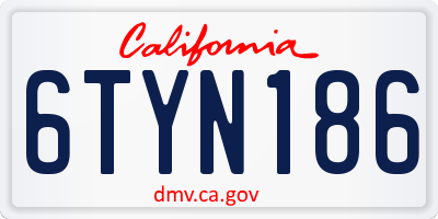CA license plate 6TYN186