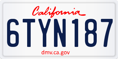 CA license plate 6TYN187