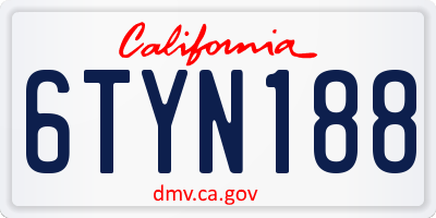 CA license plate 6TYN188