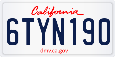 CA license plate 6TYN190