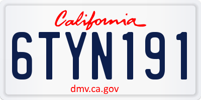 CA license plate 6TYN191