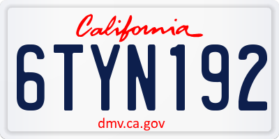 CA license plate 6TYN192