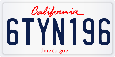 CA license plate 6TYN196