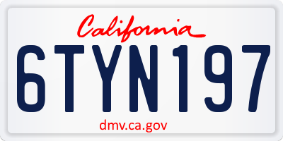 CA license plate 6TYN197