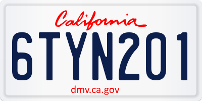 CA license plate 6TYN201
