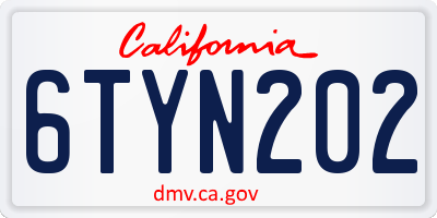 CA license plate 6TYN202