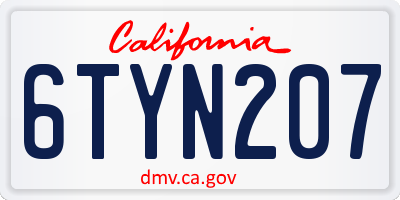 CA license plate 6TYN207