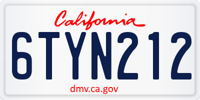 CA license plate 6TYN212
