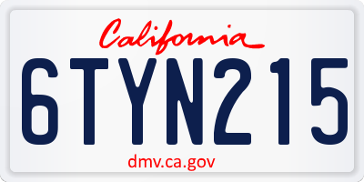 CA license plate 6TYN215