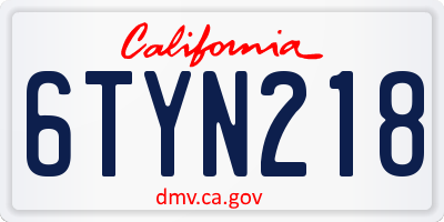CA license plate 6TYN218