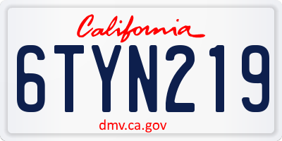 CA license plate 6TYN219