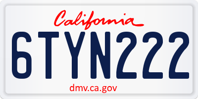 CA license plate 6TYN222