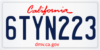 CA license plate 6TYN223
