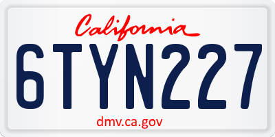 CA license plate 6TYN227