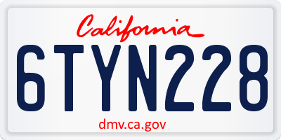 CA license plate 6TYN228