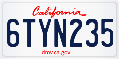 CA license plate 6TYN235