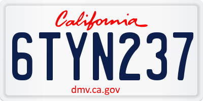 CA license plate 6TYN237