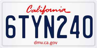CA license plate 6TYN240