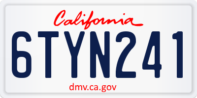 CA license plate 6TYN241