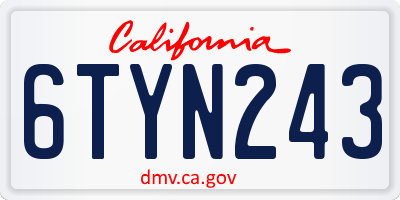CA license plate 6TYN243