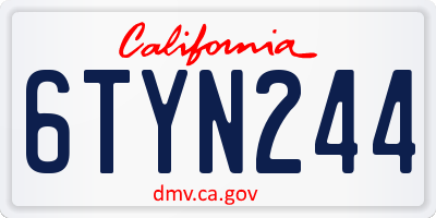 CA license plate 6TYN244