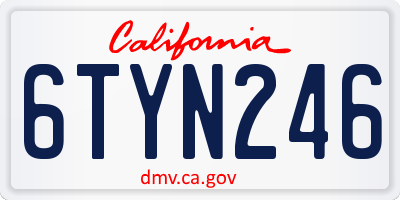 CA license plate 6TYN246