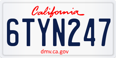 CA license plate 6TYN247