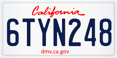 CA license plate 6TYN248