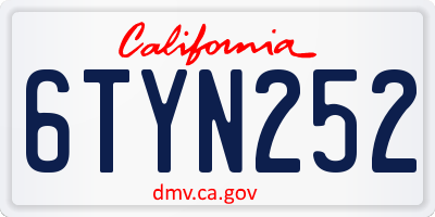 CA license plate 6TYN252