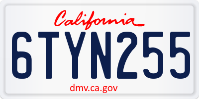 CA license plate 6TYN255