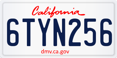 CA license plate 6TYN256