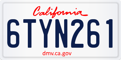CA license plate 6TYN261