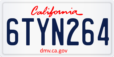 CA license plate 6TYN264