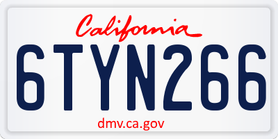 CA license plate 6TYN266