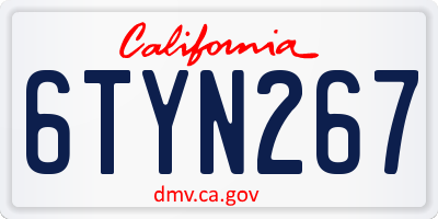 CA license plate 6TYN267