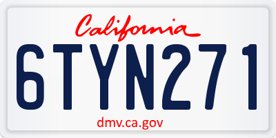 CA license plate 6TYN271
