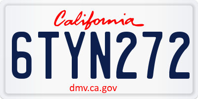 CA license plate 6TYN272
