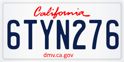 CA license plate 6TYN276