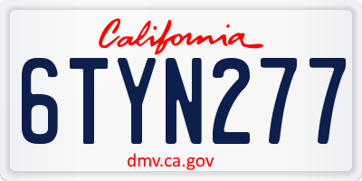 CA license plate 6TYN277