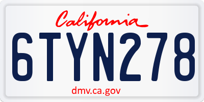 CA license plate 6TYN278